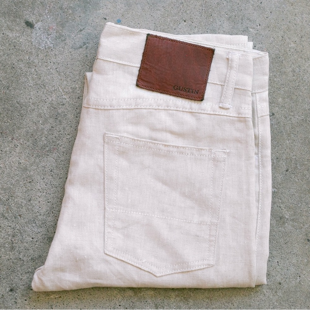 Gustin Men's Jeans in Light Cream